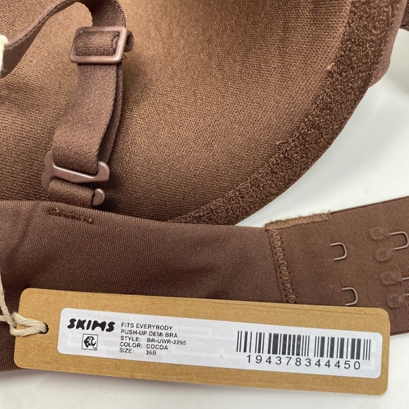 SKIMS  Fits Everybody Push-Up Demi Bra BR-UWR- 2295 brown size 36B NWT - Picture 5 of 7